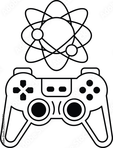 A black and white image of a video game controller with a black background
