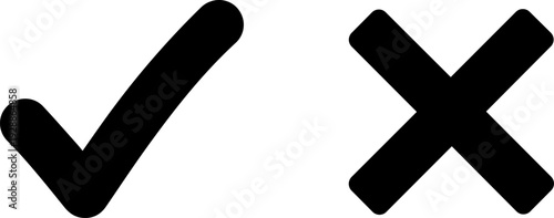 Checkmark and cross symbols in black