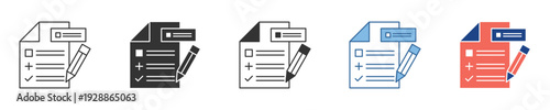 Streamlined Vector Icon Collection for Efficient Task and Document Management, Featuring Editable Checklists, Form Submissions, and Planning Tools