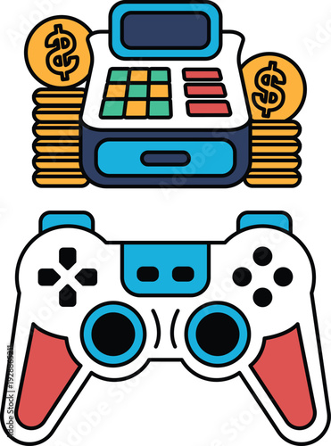 A black and white drawing of a video game controller