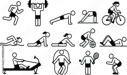 Set of 13 sports icons vector