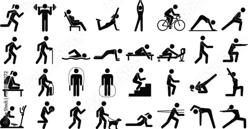 Set of 30 fitness icons vector
