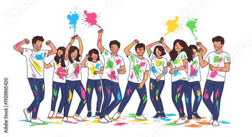 Energetic Holi Dancers Bursting With Color