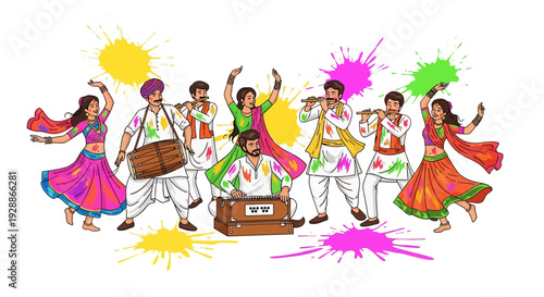 Holi Celebration With Festive Music and Dance