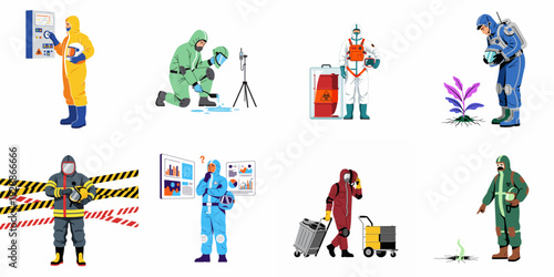 HAZMAT Workers and Scientists Managing Environmental and Biological Hazards, Chemical Spills, and Emergency Response