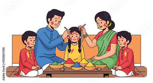 Joyful Family Holi Tika Ceremony
