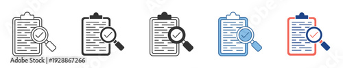 Comprehensive task verification and successful checklist review icons illustrating document audit and approval processes for efficient workflow management