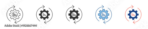 Dynamic system update and continuous process optimization icon representing workflow refresh and efficiency improvement in an endless cycle, ideal for digital solutions