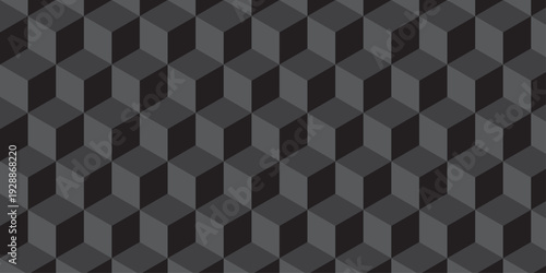 Black cube seamless creative cubes decoration triangle wall and wallpaper textile vector square tile, mosaic endless repeat hexagon block texture background.