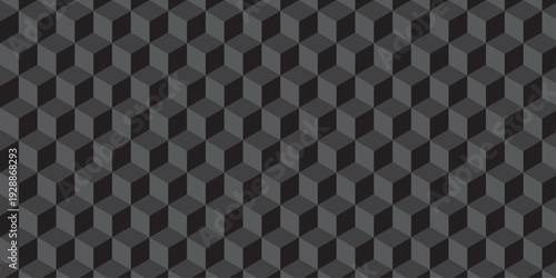 Black cube seamless creative cubes decoration triangle wall and wallpaper textile vector square tile, mosaic endless repeat hexagon block texture background.