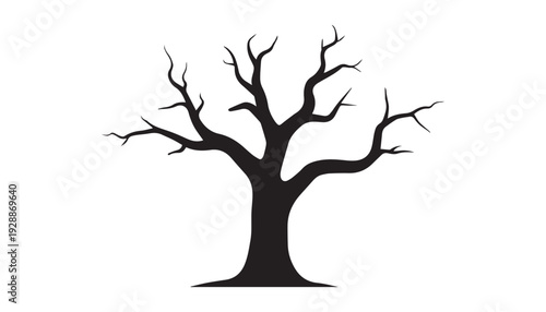 black color dead tree of silhouette vector illustration, solid white background