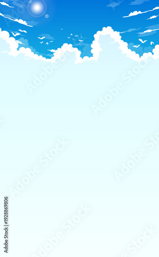 青空と入道雲のフレーム_縦