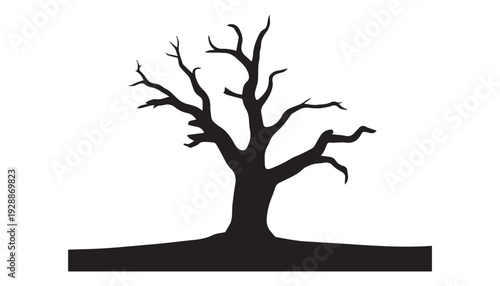 black color dead tree of silhouette vector illustration, solid white background