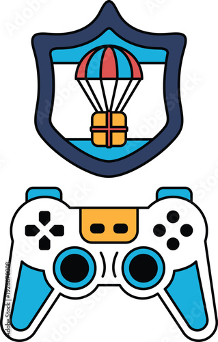 A black and white image of a video game controller