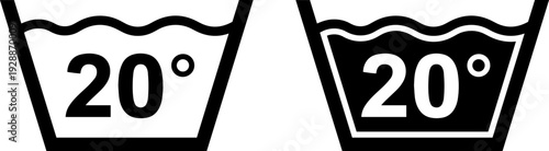 Laundry care symbols for delicate washing at 20 degrees