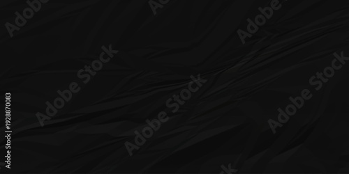 Abstract black parchment wrapping crumpled paper texture. creased page wrinkle retro rough distressed damage paper texture background.