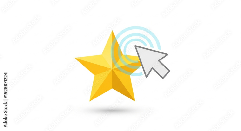 Obraz premium Golden star with cursor and concentric circles indicating selection.