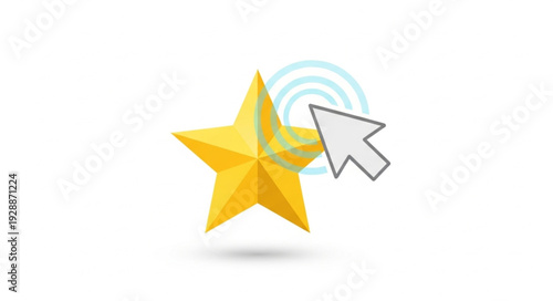 Golden star with cursor and concentric circles indicating selection.