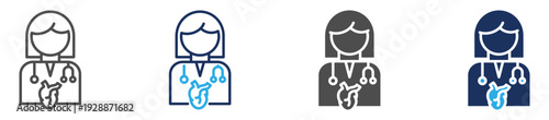 physicians cardiology icon set multiple concept