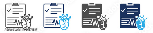 cardial examination icon set multiple concept
