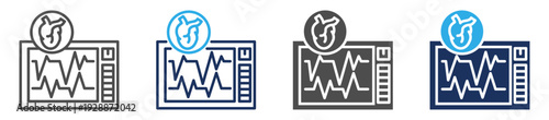 electrocardiogram icon set multiple concept