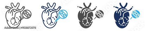 coronary arteries disease icon set multiple concept