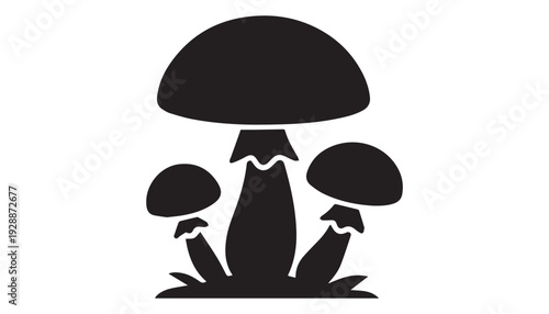 black color mushroom of silhouette vector illustration, solid white background