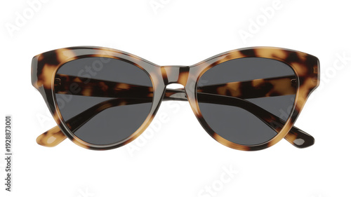 Tortoiseshell sunglasses with dark lenses eyewear fashion isolated on a transparent background