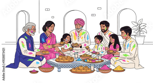 Holi Family Sharing Festive Sweets