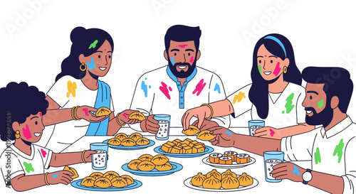 Holi Family Sweet Sharing Celebration