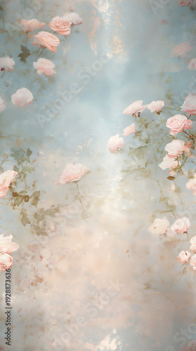 Pastel Floral Art: Delicate Rose with Soft Background for Romantic Spring-Themed Botanical Wallpaper Decor