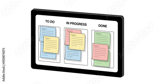Kanban Task Board Interface – To Do, In Progress and Done Workflow Management Dashboard Vector for Agile Project Planning and Productivity Apps