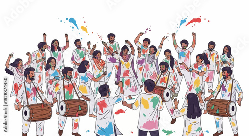 Joyful Holi Park Celebration With Dancers