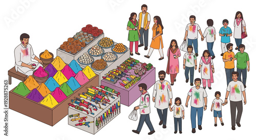 Vibrant Holi Festival Market