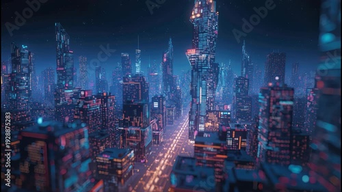 Wallpaper Mural Cyberpunk city skyline night neon skyscraper lights buzzing avenue with bustling street energy Torontodigital.ca