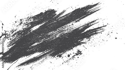 Ink brush splatter grunge background template. Abstract black scratch brush texture vector. 