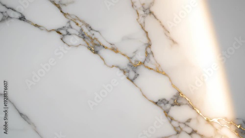 Elegant White Marble Surface with Intricate Veins and Subtle Light Reflections.