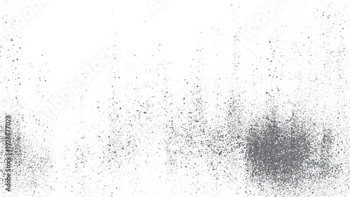 Monochrome dust and dirt grunge overlay. Aged rubbed texture with raster halftone effect. 