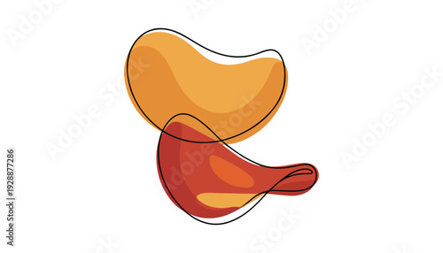 One continuous line illustration of an potato chips , isolated on white background.