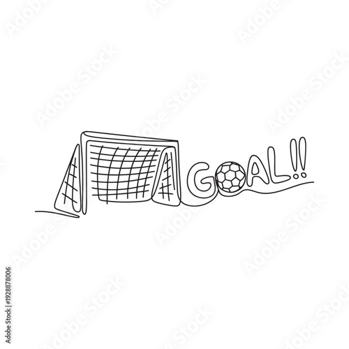 A simple sketch depicts a soccer goal with the word goal written in bold stylized letters