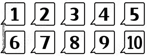 シンプルな角丸四角の数字アイコンセット