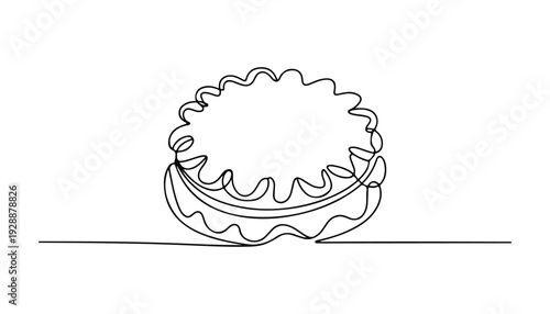 One continuous line illustration of an biscuit, isolated on white background.