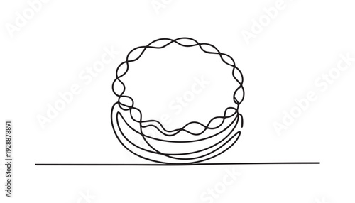 One continuous line illustration of an biscuit, isolated on white background.