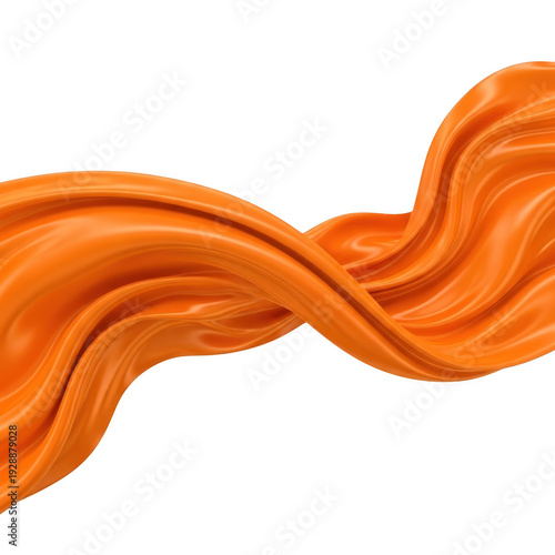 A smooth and flowing abstract wave in vibrant orange color isolated on transparent background
