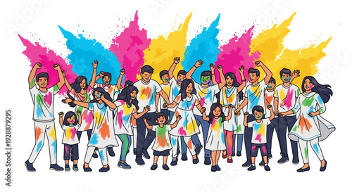 Festive Holi Dancing With Colorful Powder