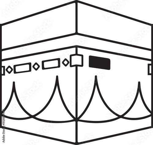 Holy Kaaba Line Art Illustration for Islamic Design