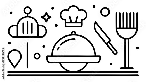 Restaurant service icons collection for culinary business