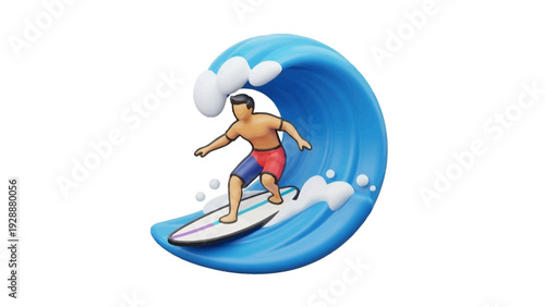 Surfer riding a massive wave, embodying the thrill and excitement of watersports and adventure on the ocean