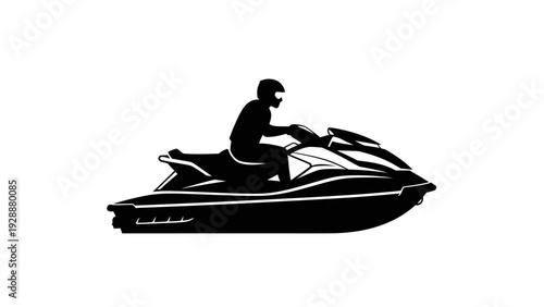 Silhouette of a person riding a jet ski on the water during the day
