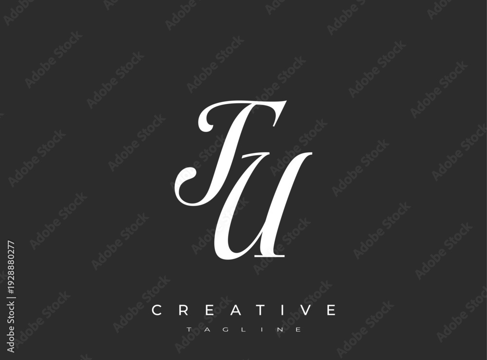 Obraz premium Elegant TU Monogram Logo for Creative Branding, Feminine Calligraphy, Luxury Script and Wedding Stationery Design